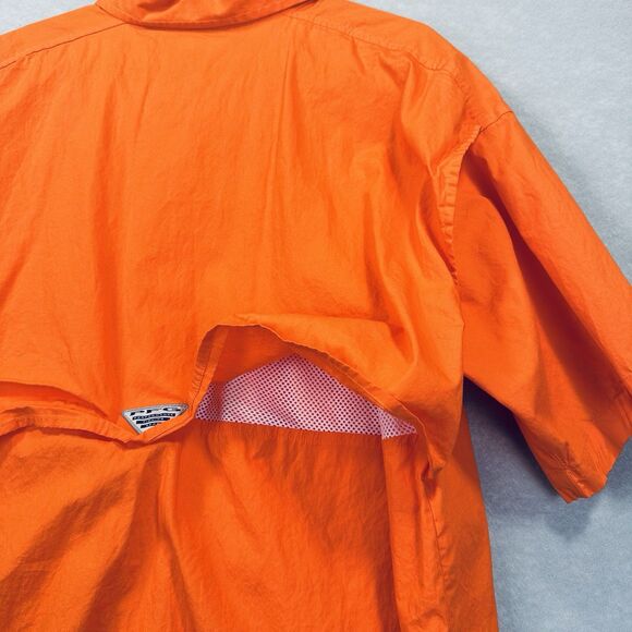 Columbia PFG Clemson Tigers Large Orange Short Sleeve Button Vented Embroidered - Picture 13 of 16